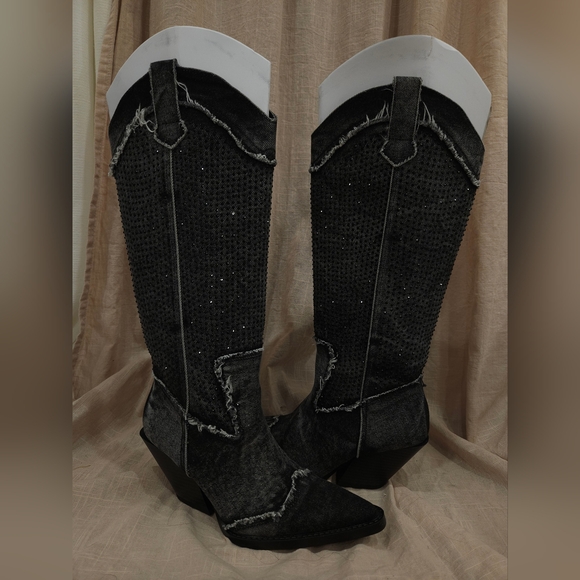 RHINESTONE DENIM COWGIRL BOOTS BY ZARA - Picture 10 of 15